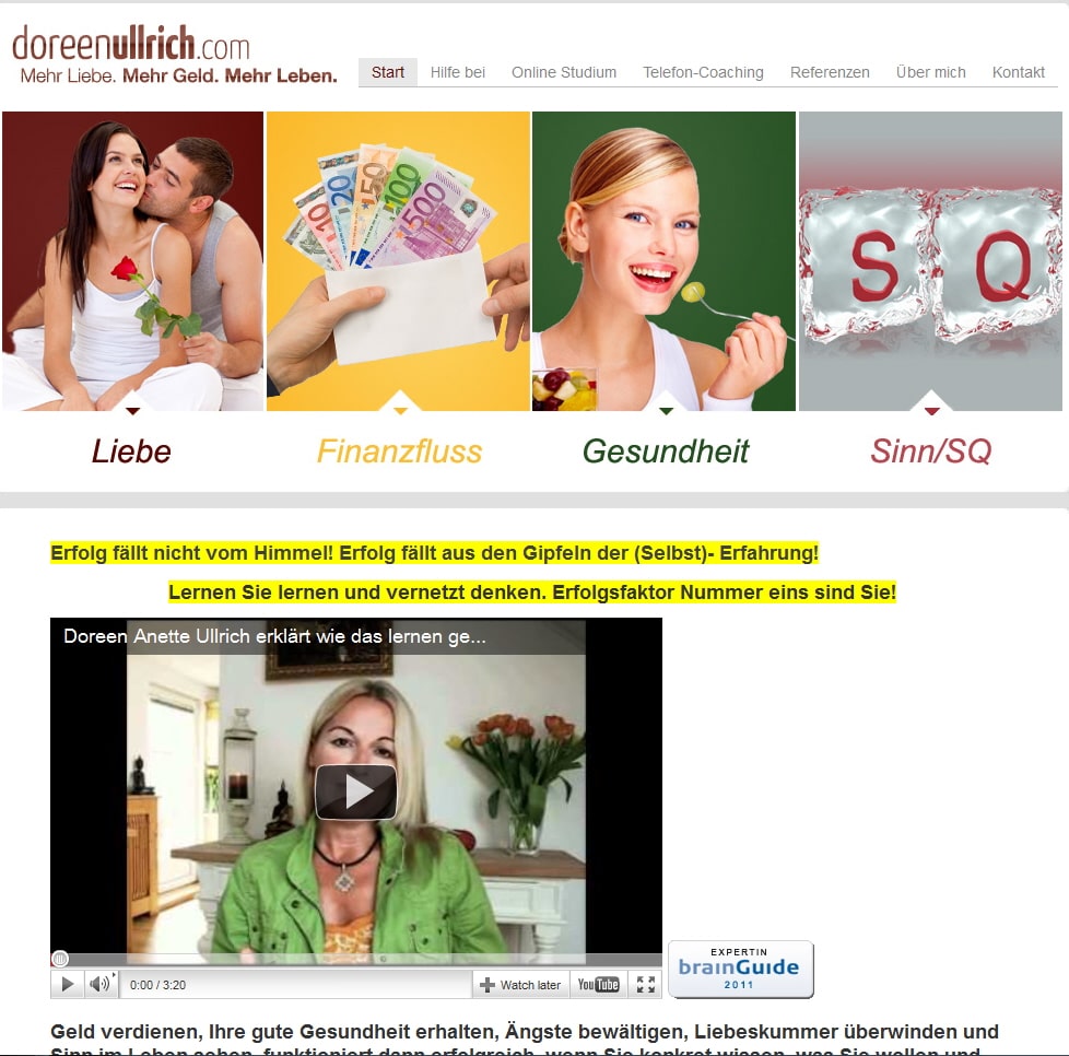 Screenshot Website Doreen Anette Ullrich von 2011 - Marketingpsychologie