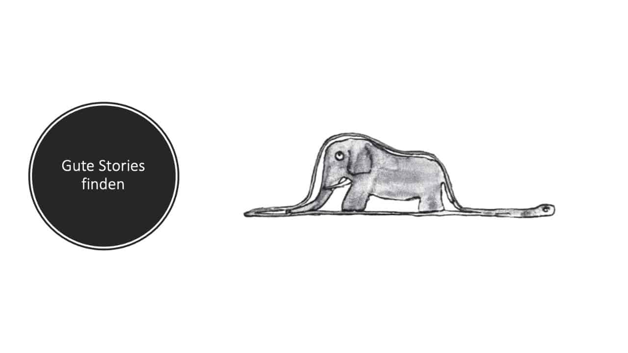 Schlange, die einen Elefant verdaut Webdesign und Storytelling